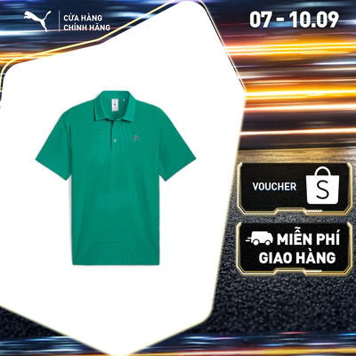 Áo Thun Thể Thao Golf PUMA Nam x PTC JACQUARD POLO Sparkling Green Màu Xanh Lá