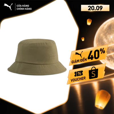 Nón Thời Trang PUMA Unisex PREM. ESS SCRIPT Bucket Hat Olive Màu Xanh Lá
