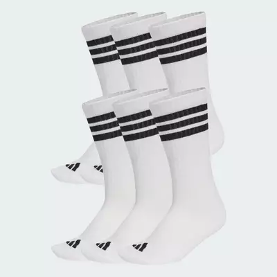 adidas Phong cách sống Bộ 6 Đôi Tất Cổ Trung Có Đệm 3 Gạch Essentials Unisex trắng KE5492