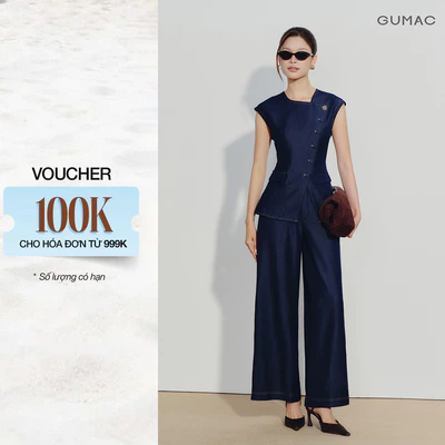 Set lẻ Áo Peplum Nữ GUMAC Đắp Chéo Dáng Ôm Thanh Lịch AG07084 - Quần Tây Nữ GUMAC Ống Suông Lưng Rời Túi Xéo QG07083