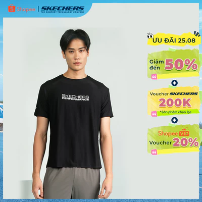 Áo Thun Tay Ngắn Nam Skechers Walking Performance Short Sleeve Tee - SP325M332-0018