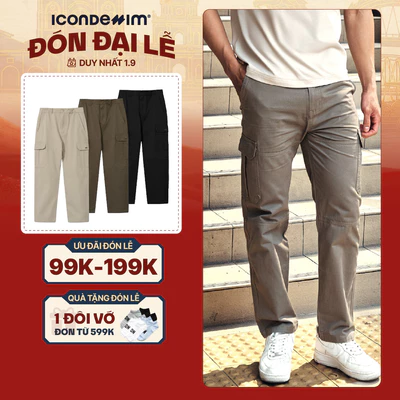 Quần Kaki Túi Hộp Nam ICONDENIM Form Ống Suông, Tag Kim Loại ICDN Cá Tính QKID0042