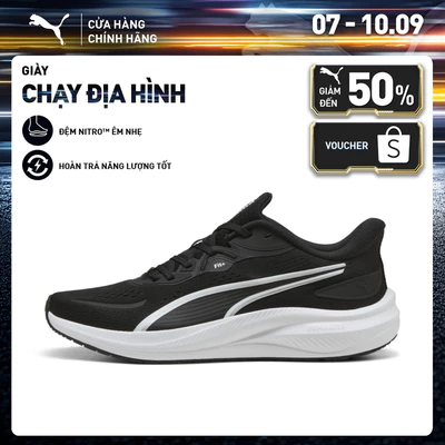Giày Chạy Bộ PUMA Unisex Skyrocket Lite 2 Black-White-Silver Màu Đen