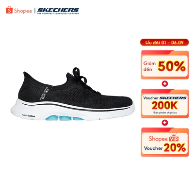 Giày Thể Thao Nữ Skechers Slip-ins GOwalk 7 Via Đi Bộ - 125213-BKAQ Air-Cooled Memory Foam