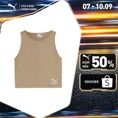 Áo Thun Thời Trang PUMA Nữ CLASSICS Ribbed Crop Top Oak Branch Màu Be