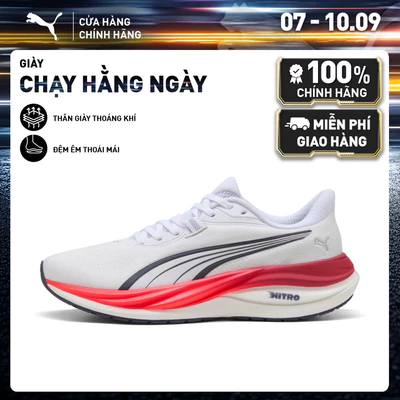 Giày Chạy Bộ PUMA Unisex Electrify Nitro 5 White-Ultra Red Màu Trắng