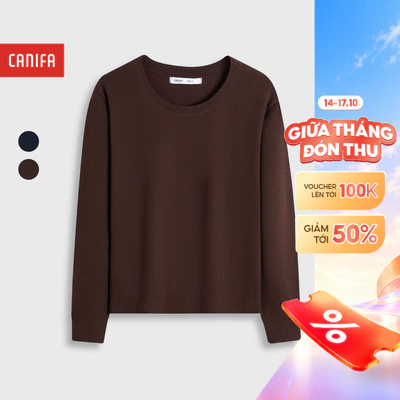 Áo len nữ CANIFA cổ tròn dài tay chất len mềm mịn 6TE25W024