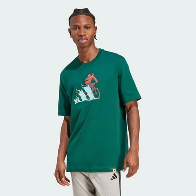 adidas Phong cách sống Áo Thun Graphic Xe Đạp Doodle Hunt Nam màu xanh lá JM6497