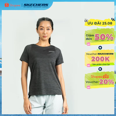 Áo Thun Tay Ngắn Nữ Skechers Walking Performance Short Sleeve Tee - SP325W313-0038
