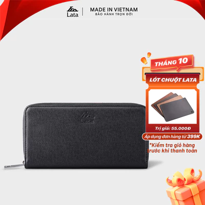 Ví nam da bò Lata ( Thời trang nam cầm tay dáng dài - Ví da thật LVN73 )