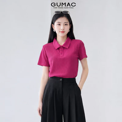 [SALE] Áo polo nữ GUMAC tay ngắn nẹp cổ gài 3 nút cùng màu áo PLE11074