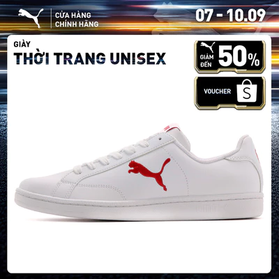 Giày thời trang PUMA Unisex Smash Cat Leather White-Barbados Cherry Màu Trắng