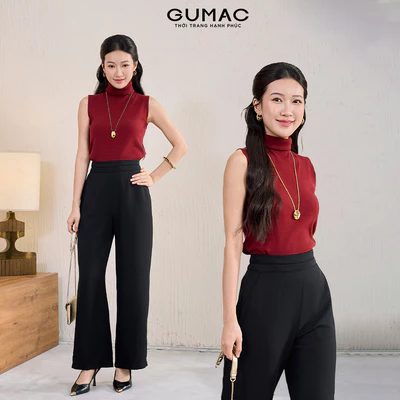 Áo len nữ GUMAC dệt kim cổ lọ form slim áo dáng vừa  AF11031