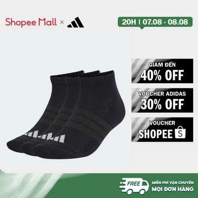 [Duy nhất 8.8 - VOUCHER 30%]adidas Phong cách sống Bộ 3 Đôi Tất Cổ Thấp Lót Đệm adidas Essentials Unisex Đen KR7122