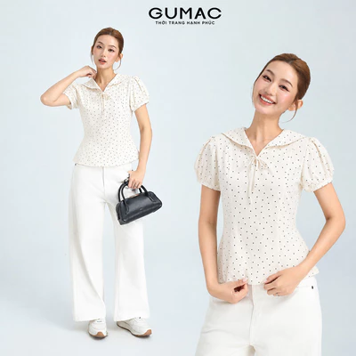 Áo Peplum Nữ Gmorning - GUMAC Tay Phồng Cổ Thủy Thủ Đính Nơ Nữ Tính Hiện Đại YAG06042