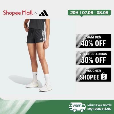 [Duy nhất 8.8 - VOUCHER 30%]adidas Phong cách sống Quần Short Ôm Dáng Essentials 3 Gạch Nữ Đen GM5523