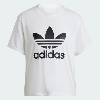 adidas Phong cách sống Áo Thun Boxy Ba Lá Adicolor Nữ trắng IN8441