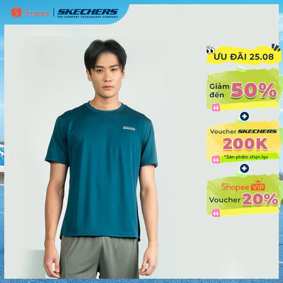 Áo Thun Tay Ngắn Nam Skechers Walking Performance Short Sleeve Tee - SP325M365-000Z