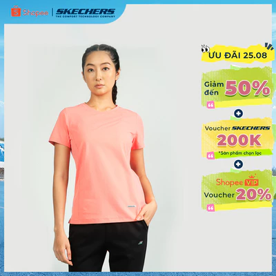 Áo Thun Tay Ngắn Nữ Skechers Walking Performance Short Sleeve Tee-SP325W296-014F Online Sale