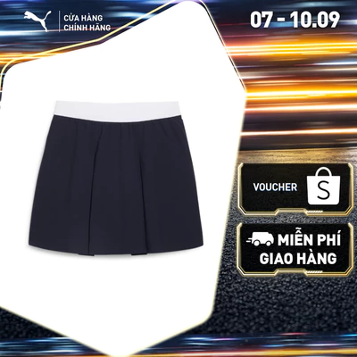 Váy Thể Thao Golf PUMA Nữ W Club Pleated Skirt Deep Navy-White Glow Màu Xanh