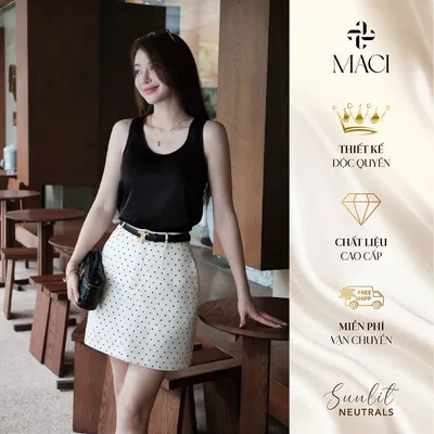 Chân Váy Ngắn Dáng A Chấm Bi Chất Chéo Thái Có Lót Quần MACI MCVCVTR0338 Thời Trang Nữ Thiết Kế