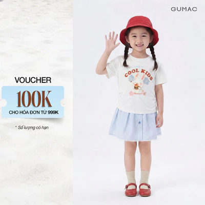 Áo Thun Bé Gái GUMAC Form Suông Tay Ngắn Cổ Tròn In Hình Thỏ Phong Cách COOL KIDS ATGG08130