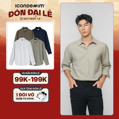 Áo Sơ Mi Linen Nam Tay Dài ICONDENIM Coastal Breeze Form Regular SMID0277