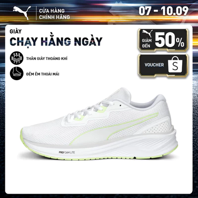 Giày Chạy Bộ PUMA Unisex Aviator Profoam Sky Bright White-Fast Yellow Màu Trắng