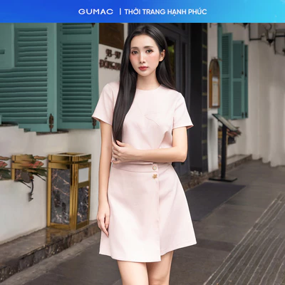 Set lẻ Áo kiểu nữ GUMAC đính hoa nổi  AF04036 - Chân váy nữ GUMAC đắp tà  VF04037