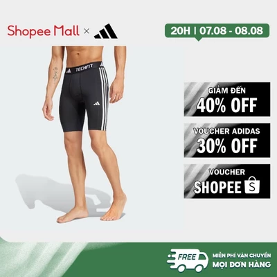 [Duy nhất 8.8 - VOUCHER 30%]adidas Gym & Training TECHFIT Compression Training 3-Stripes Short Tights Men Black IN5589