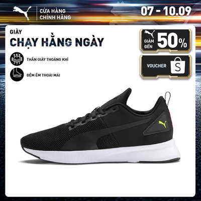Giày Chạy Bộ PUMA Unisex FLYER RUNNER Black-Nrgy Red-Yellow Màu Đen