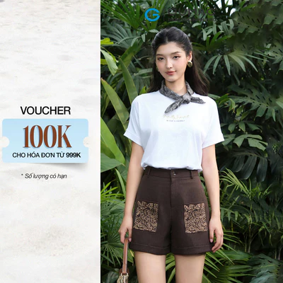 [SALE] Quần short nữ GUMAC A lật lai túi vuông thêu họa tiết vải bố sớ gỗ cao cấp  SHF05024