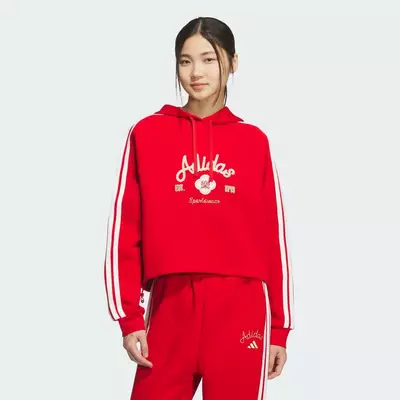 adidas Phong cách sống ÁO SWEATSHIRT CÓ MŨ LUNAR NEW YEAR Nữ Đỏ KH2694
