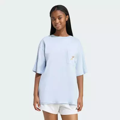 adidas Phong cách sống ÁO THUN GRAPHIC SUMMER DRINK 2 Nữ Màu xanh da trời KB7187