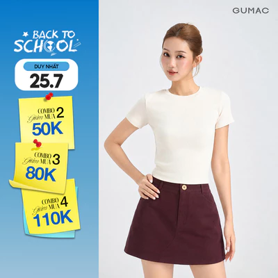 Chân Váy Nữ GUMAC Form A Có Lót Quần Dây Kéo Sau Thoải Mái Tiện Lợi YVG06040