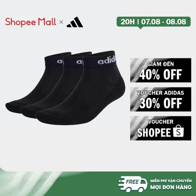 [Duy nhất 8.8 - VOUCHER 30%]adidas Phong cách sống Bộ 3 Đôi Tất Cổ Ngắn Think Linear Unisex Đen IC1305