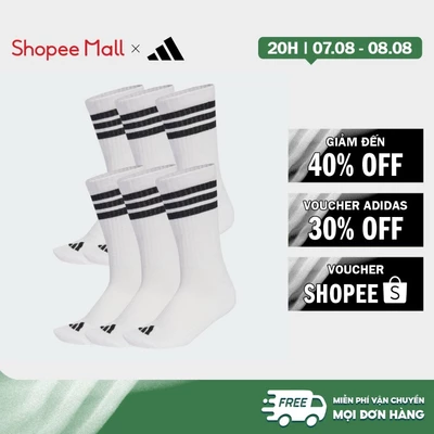 [Duy nhất 8.8 - VOUCHER 30%]adidas Lifestyle 3-Stripes Essentials Cushioned Crew Socks 6 Pair Pack Unisex White KE5492