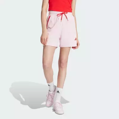 adidas Phong cách sống Quần Short Vải Thun Da Cá Màu Nổi Bật Essentials Nữ Hồng JG6218