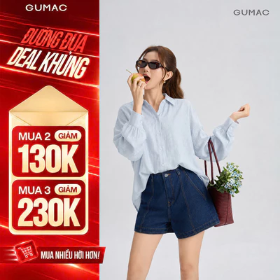 Set lẻ Áo Sơ Mi Nữ Gmorning - GUMAC Tay Dài YAG06012 - Quần short A kiểu YSHG06013