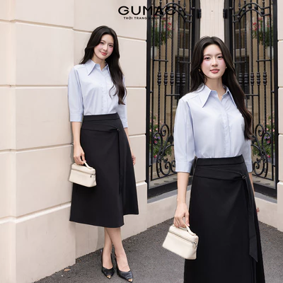 Áo Sơ Mi Nữ GUMAC Form Suông Chất Liệu Kate Sợi Tre Ít Nhăn Cao Cấp AG03007