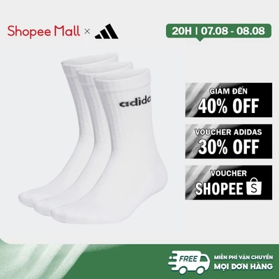 [Duy nhất 8.8 - VOUCHER 30%]adidas Lifestyle Linear Crew Cushioned Socks 3 Pairs Unisex White HT3455