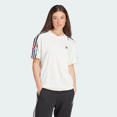 adidas Phong cách sống Áo Thun Hoa Dáng Suông Nữ trắng IS2431