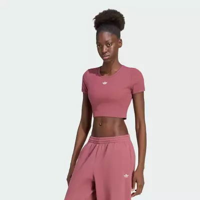 adidas Lifestyle ESSENTIALS RIB TEE Women Burgundy KT4756