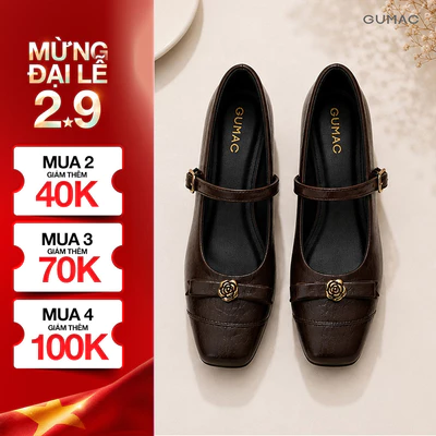 Giày Cao Gót Nữ GUMAC Gót Vuông 4cm Quai Ngang Khóa Kim Loại Hiện Đại Thanh Lịch Đi Làm Đi Tiệc GG08099