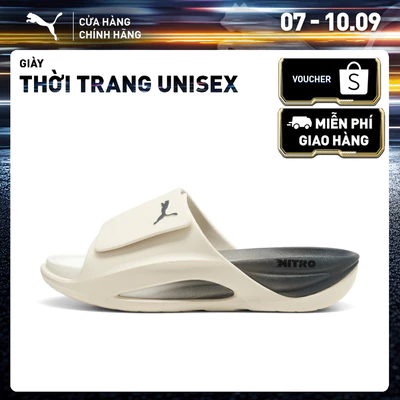 Dép Quai Ngang PUMA Unisex NITROcat Slide V Alpine Snow-Moody Gray-Feather Gray-Black Màu Trắng