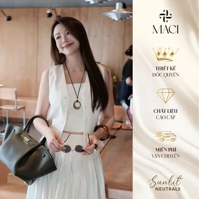 Áo Gile Kèm Áo 2 Dây Linen Hàn Màu Kem MACI MCAGLEM0387 Thời Trang Nữ Thiết Kế Độc Quyền