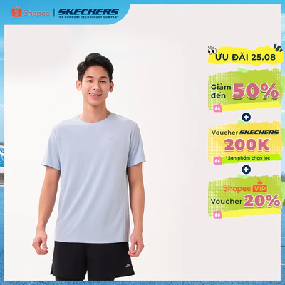 Áo Thun Tay Ngắn Nam Skechers Running Performance Short Sleeve Tee - SP126M093-00M7