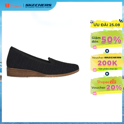Giày Búp Bê Nữ Skechers Modern Comfort Cleo Sawdust - 158466-BLK Air-Cooled Memory Foam
