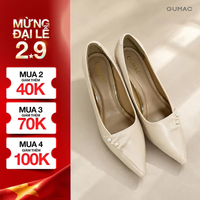 Giày Cao Gót Nữ GUMAC Thiết Kế Mũi NhọnChất Liệu Da PU Mềm MạiKiểu Dáng Thanh Lịch Dễ Phối GG05068