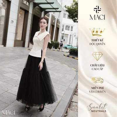 Chân Váy Xoè Bồng Voan Lưới Màu Đen MACI MCVCVDE0124 Thời Trang Nữ Thiết Kế Độc Quyền